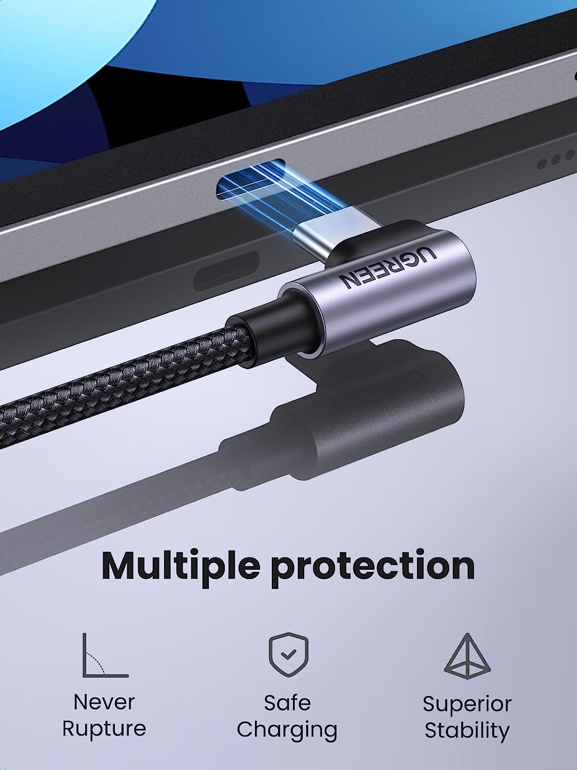 6.6FT Right Angle USB C Cable 2-Pack, 60W USB C to USB C 90 Degree Type C Cable for iPhone 17/16, MacBook Pro/Air, iPad Pro 2022/Air 5/Mini 6, Galaxy S25/S24/S23, Pixel 10/9, and Switch