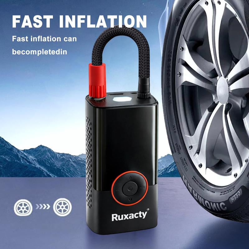 Ruxacty Upgraded Portable Digital Car Tire Inflator Pump 150PSI Wireless Air Compressor with Digital Pressure Gauge, LED Light, Auto Shut-Off Function, Large Capacity Battery for Cars, Motorcycles, Bicycles, and Inflatables