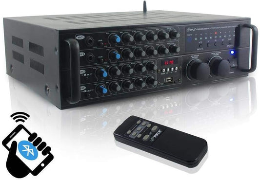 Dual Channel Bluetooth Mixing Amplifier - 2000W Rack Mount Karaoke Sound Mixer Audio Home Stereo Receiver Box System W/ RCA, USB, AUX - for Speaker, PA, Home Theater, Studio/Stage - PMXAKB2000