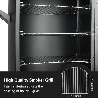 MBY Vertical Propane Smoker Set with Cover, BBQ Smoker Grill, Three Removable Smoking Shelves, Temperature Control, Alloy Steel