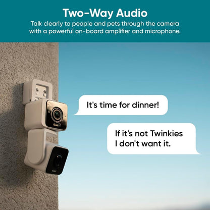 Duo Cam Pan Indoor/Outdoor IP65 2K 360° Pan/Tilt Smart Home Security Camera with Color Night Vision, Compatible with Alexa & Google Assistant, White