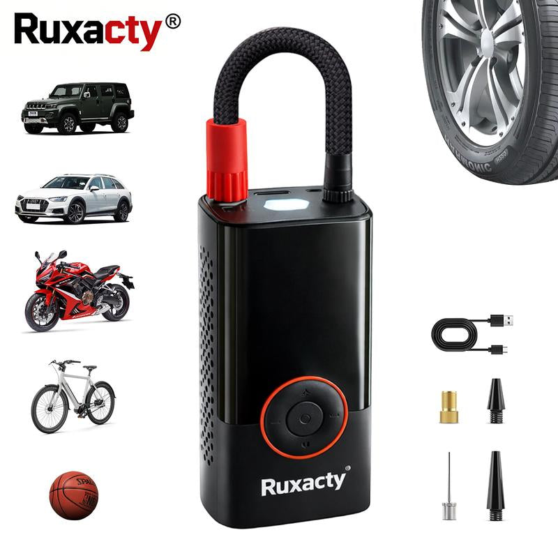 Ruxacty Upgraded Portable Digital Car Tire Inflator Pump 150PSI Wireless Air Compressor with Digital Pressure Gauge, LED Light, Auto Shut-Off Function, Large Capacity Battery for Cars, Motorcycles, Bicycles, and Inflatables