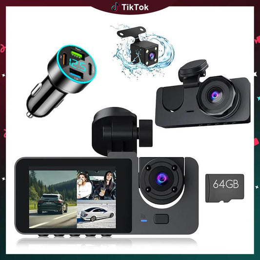 【QPJ】HD Driving Recorder，Super Night Vision, Loop Recording and 64GB Memory Card, Car Charger for Free Automotive Dvr Convenient Cop Dashcam