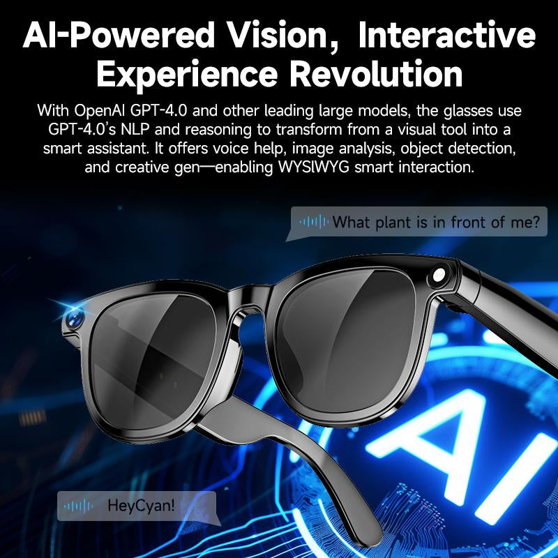 HIRO Smart AI Camera Glasses with 8MP Resolution Convenient Button Touch Adjustment for Travel Outdoor Adventures Hands-Free Photography 160+Languages Real-Time Translation Bluetooth Wireless Wearable Video Recording Gift Multifunctional Audio Sunglasse