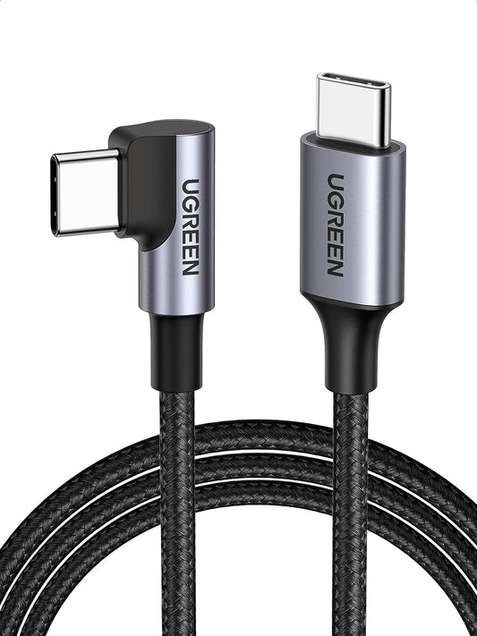 6.6FT Right Angle USB C Cable 2-Pack, 60W USB C to USB C 90 Degree Type C Cable for iPhone 17/16, MacBook Pro/Air, iPad Pro 2022/Air 5/Mini 6, Galaxy S25/S24/S23, Pixel 10/9, and Switch
