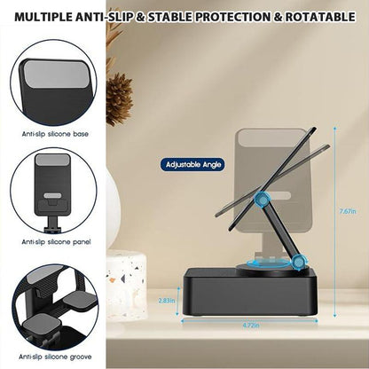 Wireless Audio Bluetooth Speaker 5In1 Phone Holder Emergency Rechargeable with Colorful Ambient Light 360° Foldable for Tablet Iphone Android Best Gift for Women or Men Adjustable Rotatable