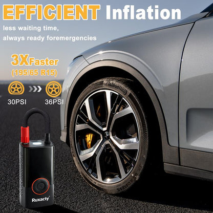 Ruxacty Upgraded Portable Digital Car Tire Inflator Pump 150PSI Wireless Air Compressor with Digital Pressure Gauge, LED Light, Auto Shut-Off Function, Large Capacity Battery for Cars, Motorcycles, Bicycles, and Inflatables