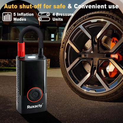 Ruxacty Upgraded Portable Digital Car Tire Inflator Pump 150PSI Wireless Air Compressor with Digital Pressure Gauge, LED Light, Auto Shut-Off Function, Large Capacity Battery for Cars, Motorcycles, Bicycles, and Inflatables